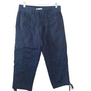 Maurices Womens Navy Blue Cargo Capris Pants S Cotton/Spandex Blend